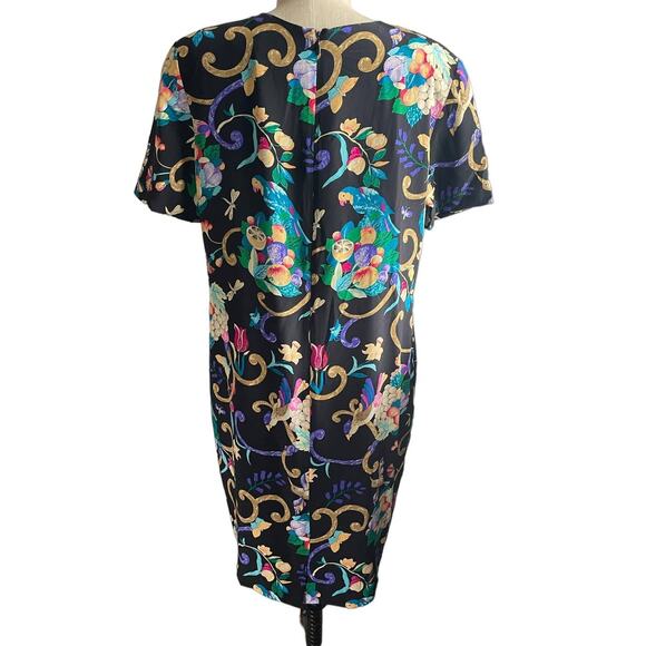Diane von Furstenberg Vintage Silk Sheath Dress Women’s Size 14 Tropical Print - Picture 3 of 6